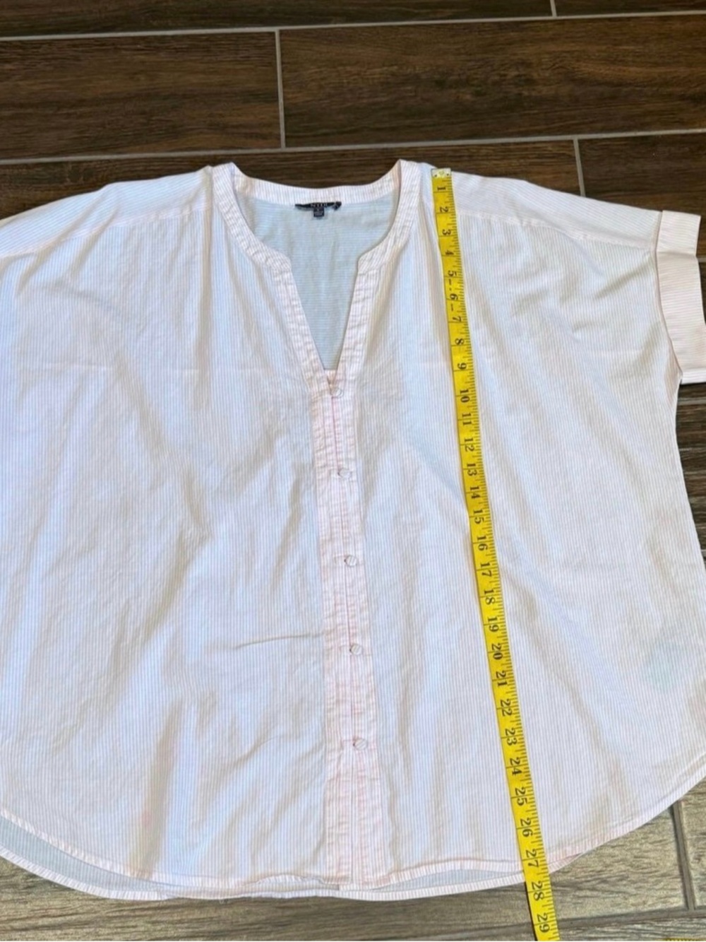 NYDJ Oversized Button-up Boyfriend Shirt Size Large Pink & White - Picture 6 of 8